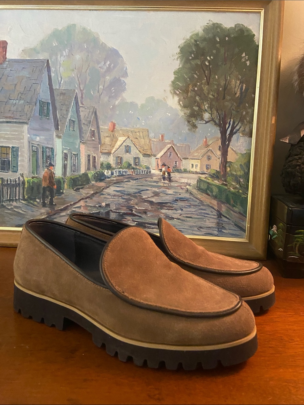 Donald Pliner tan/light Brown Eclipse suede loafers size 10